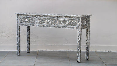 Mother of Pearl 3 Drawer Console - Grey Floral