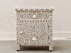 Bone Inlay Bedside Table - Grey Floral