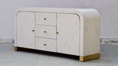 Bone Inlay Curved Sideboard - White