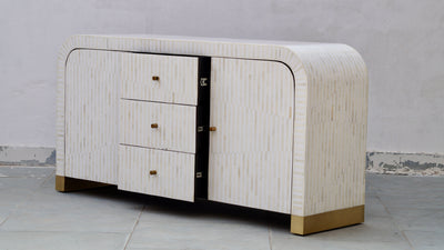 Bone Inlay Curved Sideboard - White