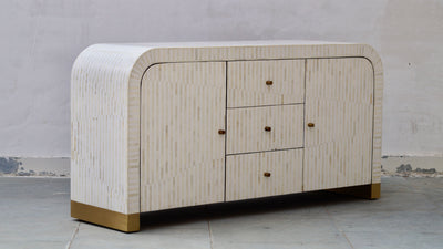 Bone Inlay Curved Sideboard - White