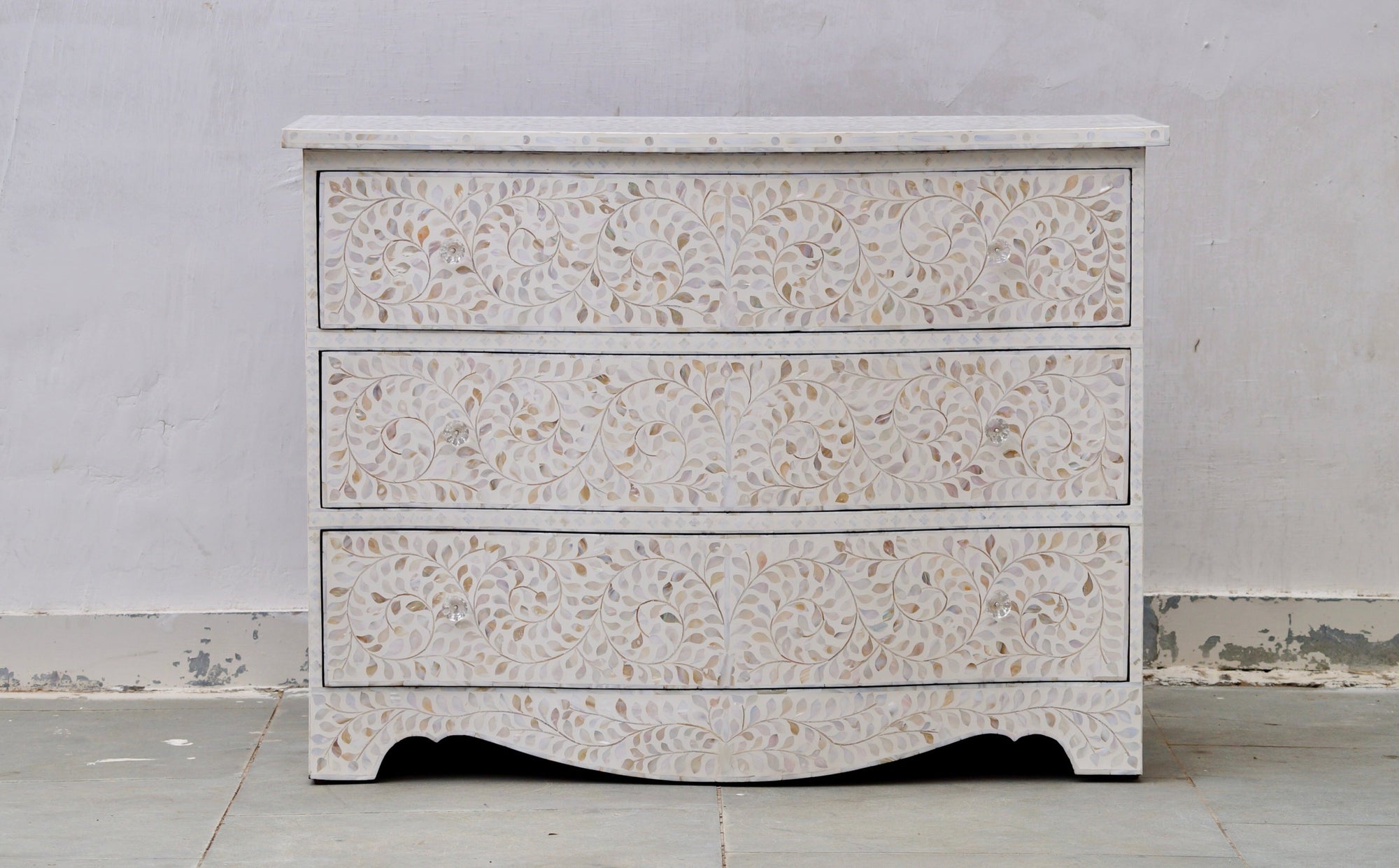 Mother Of Pearl French Style Chest  - White Floral