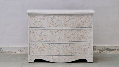 Mother Of Pearl French Style Chest  - White Floral