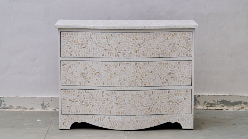 Mother Of Pearl French Style Chest  - White Floral