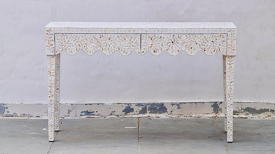 Mother of Pearl 2 Drawer Console -  White Floral