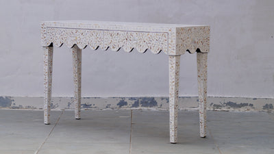 Mother of Pearl 2 Drawer Console -  White Floral