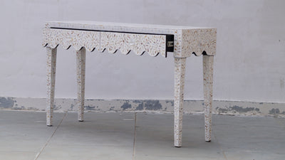 Mother of Pearl 2 Drawer Console -  White Floral