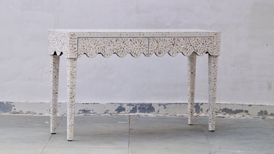 Mother of Pearl 2 Drawer Console -  White Floral