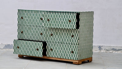 Bone Inlay 6 Drawers Chest - Green Lattice