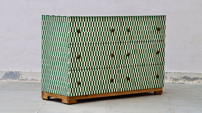 Bone Inlay 6 Drawers Chest - Green Lattice