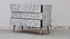 Bone Inlay 3 Drawers Scandinavian Chest With Wooden Legs - Dyed Blue Stripe