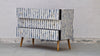 Bone Inlay 3 Drawers Scandinavian Chest With Wooden Legs - Dyed Blue Stripe