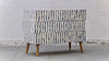 Bone Inlay 3 Drawers Scandinavian Chest With Wooden Legs - Dyed Blue Stripe