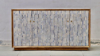 Bone Inlay 4 Doors Sideboard - Dyed Blue Stripe