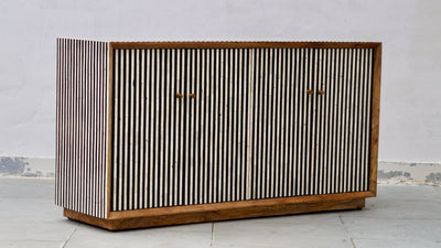 Bone Inlay 4 Doors Sideboard - Black Stripe