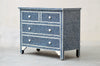 BONE INLAY 4 Chest of DRAWERS - NAVY BLUE FISHSCALE