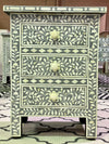 Bone Inlay Bedisde Table - Grey Floral