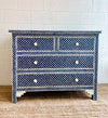 BONE INLAY 4 Chest of DRAWERS - NAVY BLUE FISHSCALE