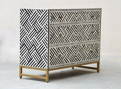 BONE INLAY 3 DRAWERS - BLACK OPTICAL