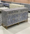 Bone Inlay Sideboard - Navy Blue Scroll Vine