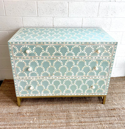 Bone Inlay Cabinet - Soft Blue Shell