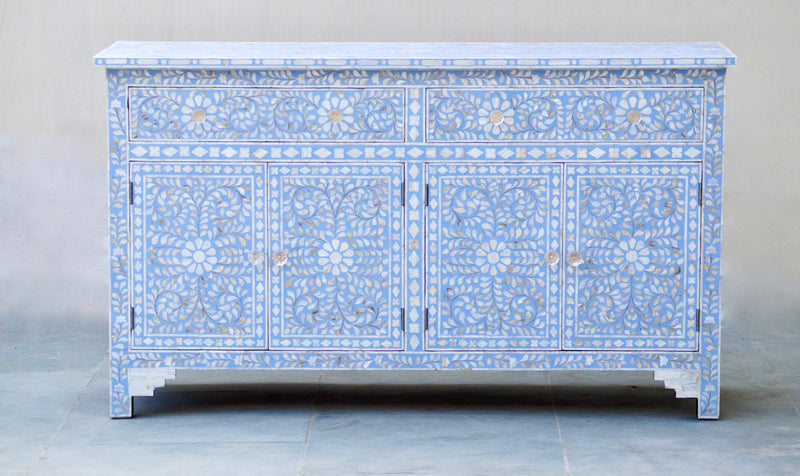 Mother Of Pearl Sideboard - Soft Blue Floral