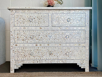 Mother Of Pearl 4 Chest of Drawers - Off White Floral