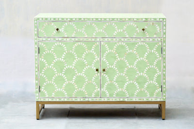 Bone Inlay Cabinet - Sage Green Shell