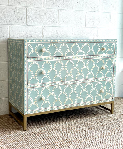 Bone Inlay Cabinet - Soft Blue Shell