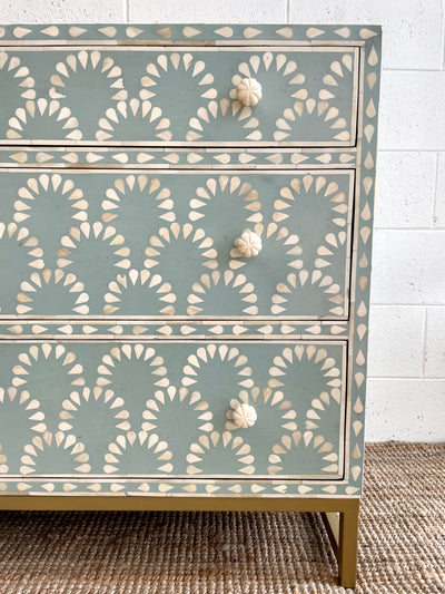 Bone Inlay Cabinet - Soft Blue Shell