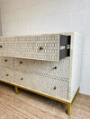 Bone Inlay 6 Drawers Sideboard - Grey Lattice