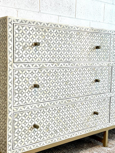 Bone Inlay Sideboard - Grey Geometric