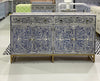 Bone Inlay Sideboard - Navy Blue Scroll Vine