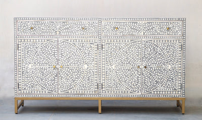 Bone Inlay Sideboard - Grey Scroll Vine