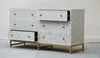 Bone Inlay 6 Drawers - Grey Scroll Vine