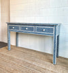 BONE INLAY 3 DRAWER CONSOLE - NAVY BLUE FISHSCALE