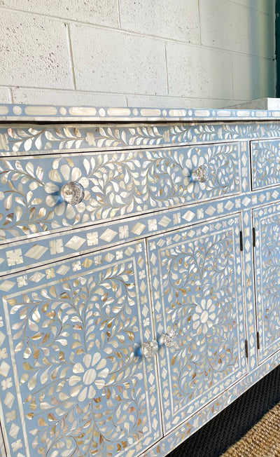 Mother Of Pearl Sideboard - Soft Blue Floral