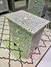 Bone Inlay Bedisde Table - Grey Floral