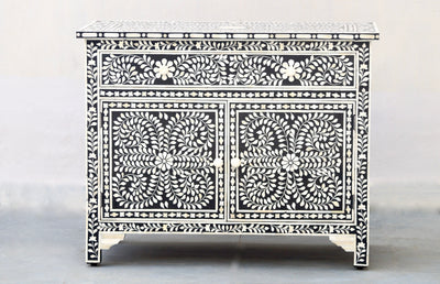 Bone Inlay Sideboard - Black Floral