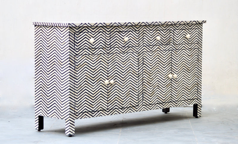 BONE INLAY Sideboard - Black CHEVRON