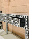 Mother Of Pearl 3 Drawers Console Table - Black Floral