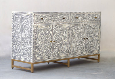 Bone Inlay Sideboard - Grey Scroll Vine