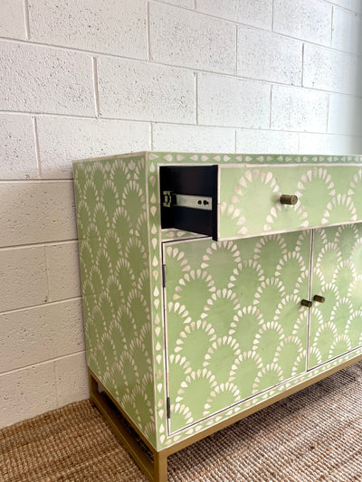 Bone Inlay Cabinet - Sage Green Shell