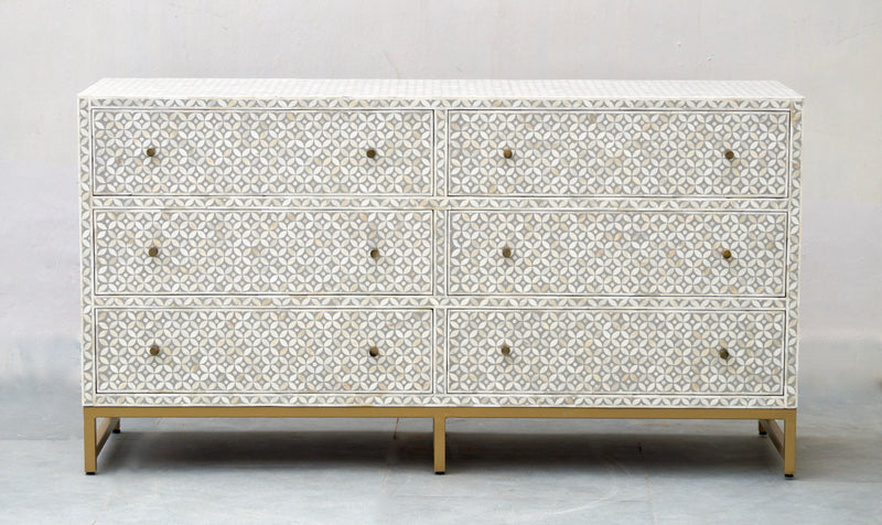 Bone Inlay Sideboard - Grey Geometric