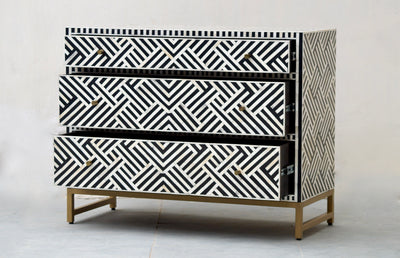 BONE INLAY 3 DRAWERS - BLACK OPTICAL