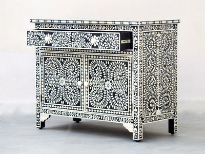 Bone Inlay Sideboard - Black Floral