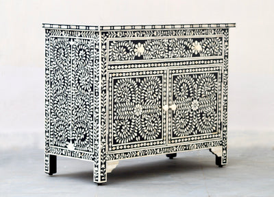 Bone Inlay Sideboard - Black Floral