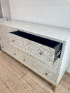 Bone Inlay 6 Drawers - Grey Scroll Vine