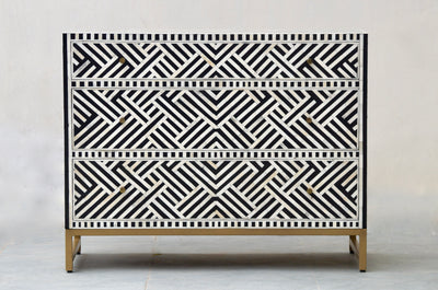 BONE INLAY 3 DRAWERS - BLACK OPTICAL