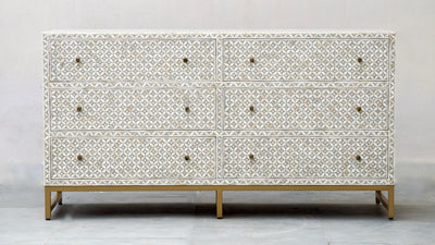 Bone Inlay Sideboard - Grey Geometric